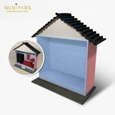미니파크,기와 지붕 빈 방(파랑) - 특별할인,미니어처 완성품 > 목가구 장식용 빈방